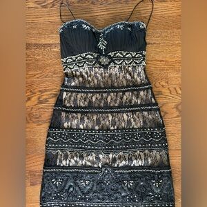 Sue Wong Nocturne Black Champagne Beaded Dress